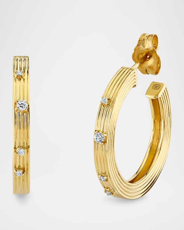 Fluted Prong-Set Diamond Hoop Earrings
